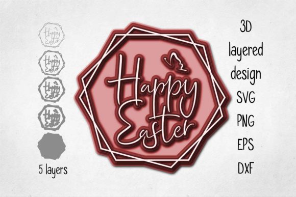 3D Layered Happy Easter