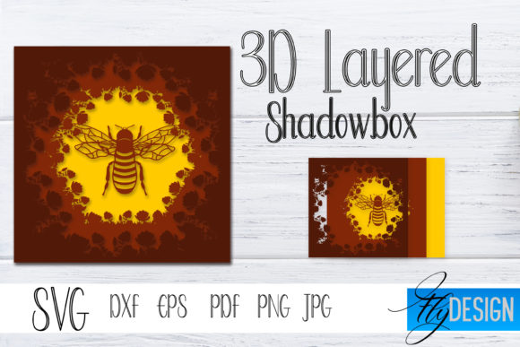 3D Layered SVG Bees Lightbox 2 for Creators