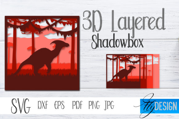 3D Layered SVG: Dinosaur 1