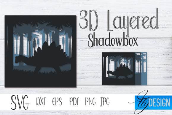 3D Layered SVG: Dinosaur 2 for Design Projects