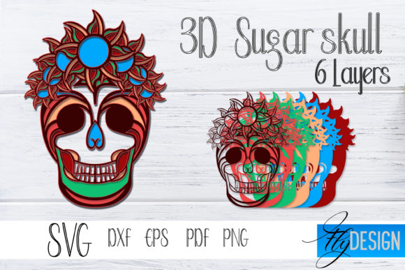 3D Layered SVG Sugar Skull 3 for Stunning Paper Art