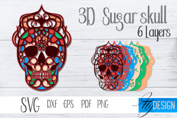 3D Layered SVG. Sugar Skull 4: A Practical Assessment of a Versatile Design Asset