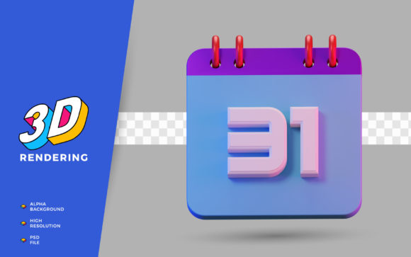 3D Render Symbol Calendar of Number 31