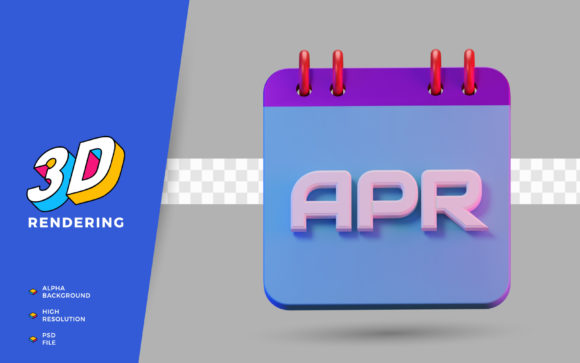 3D Render Symbol of Calendar April Month