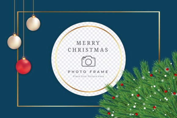 Christmas Photo Frame with Green Leaves Ideas