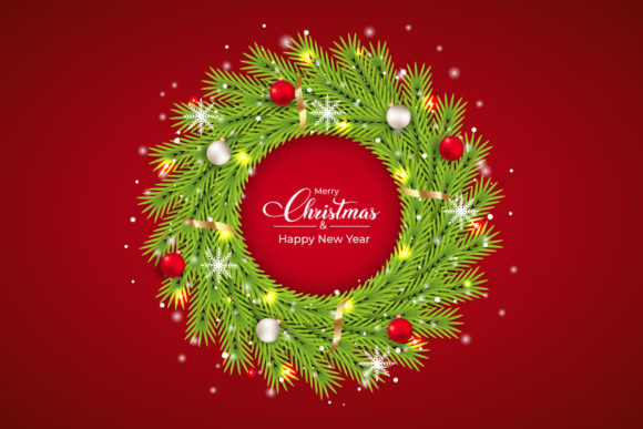 Christmas Wreath with Red Background: Bold Design for Impactful Visuals