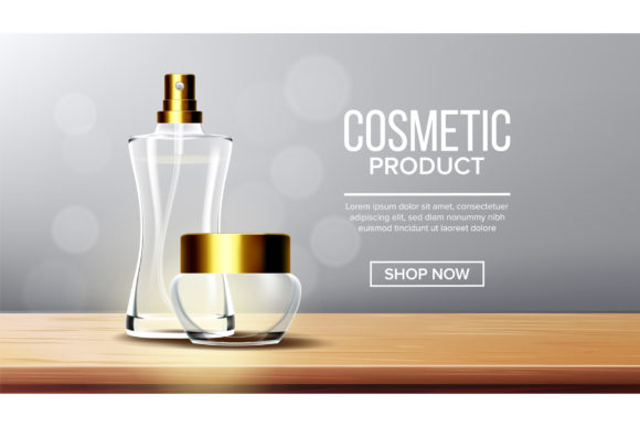 Cosmetic Glass Banner Vector Bottle: Design for Every Need
