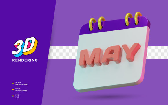 May Calendar Month 3D Rendering Guide