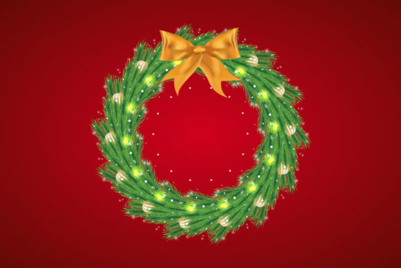 The Christmas Green Wreath with Golden Ribbon: Tradition Meets Timeless Elegance